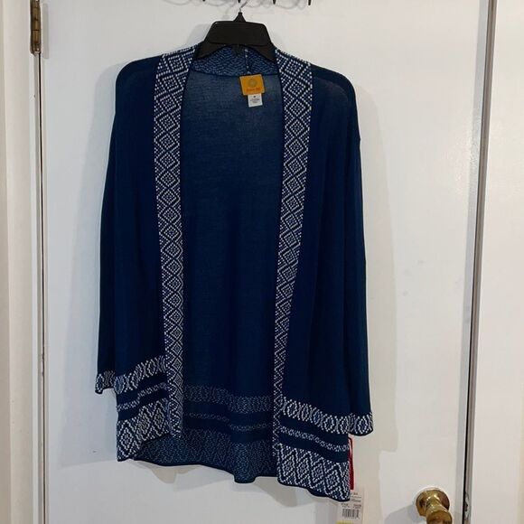 Ruby Rd. Sweaters - NWT Ruby Rd. Aztec Weave Cardigan Women’s Size M Navy & White